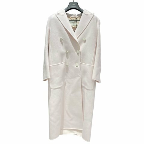 FENDI 芬迪 雙排扣大衣 白色 FF 圖案襯裡