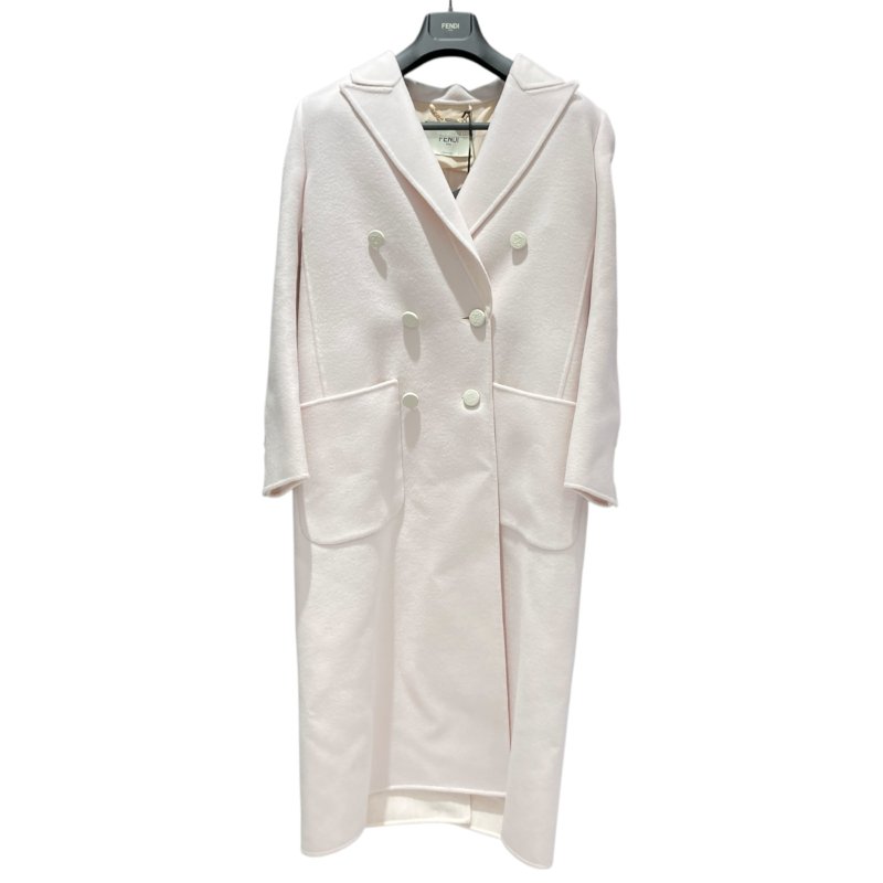 FENDI 芬迪 雙排扣大衣 白色 FF 圖案襯裡-0