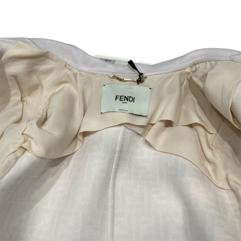 FENDI 芬迪 雙排扣大衣 白色 FF 圖案襯裡-9