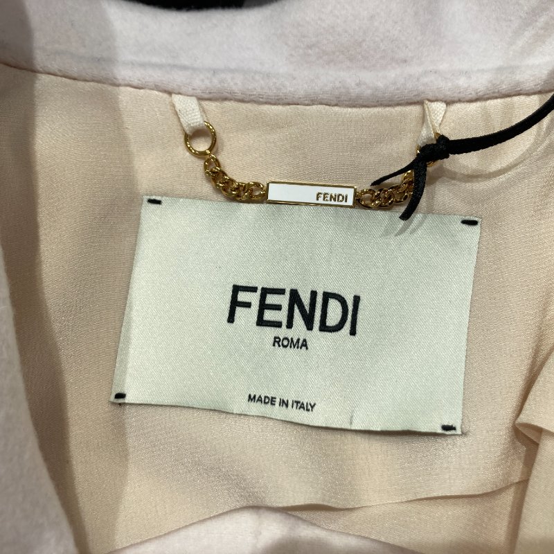 FENDI 芬迪 雙排扣大衣 白色 FF 圖案襯裡-14