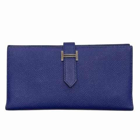 HERMES 愛馬仕 BEARN 長夾 EPSOM 普皮 電光藍 銀扣