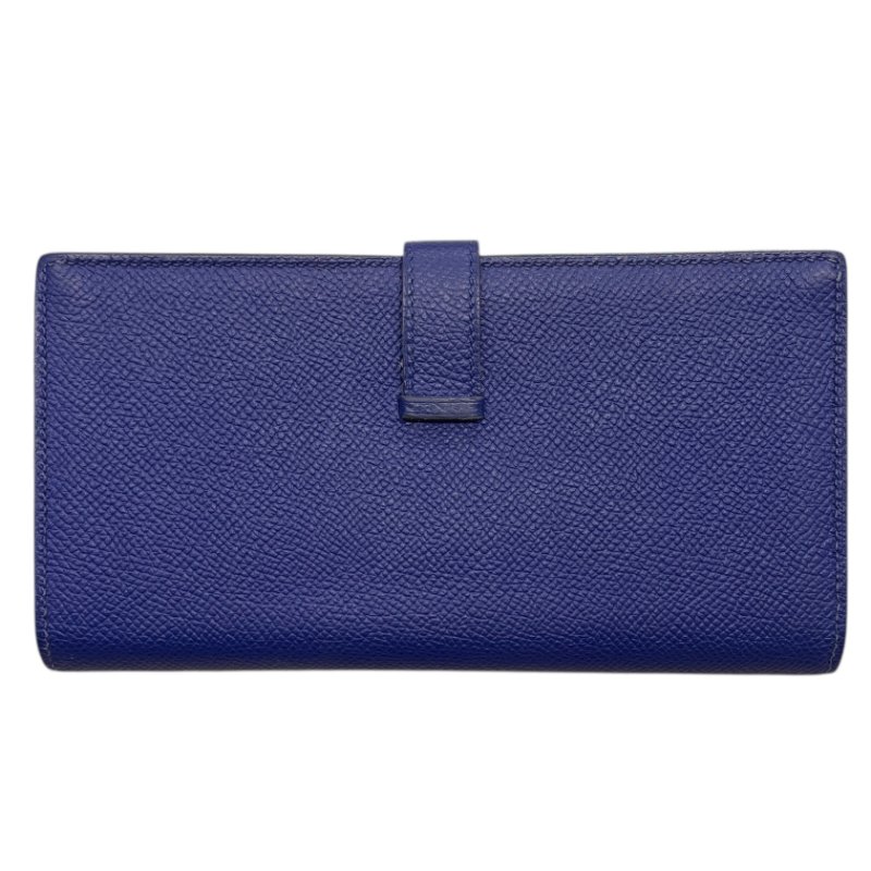 HERMES 愛馬仕 BEARN 長夾 EPSOM 普皮 電光藍 銀扣-1