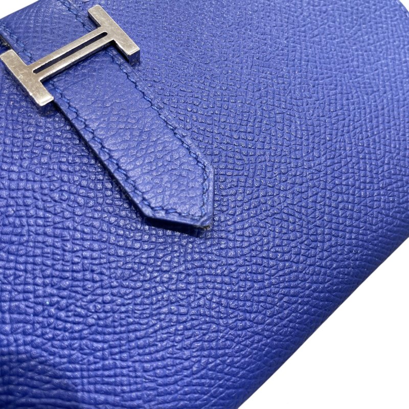 HERMES 愛馬仕 BEARN 長夾 EPSOM 普皮 電光藍 銀扣-5
