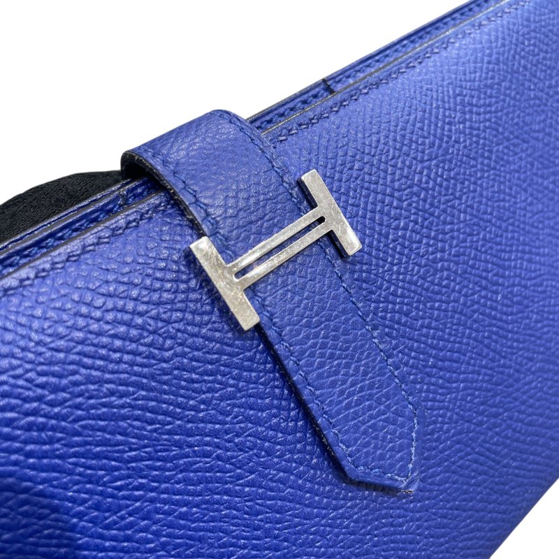 HERMES 愛馬仕 BEARN 長夾 EPSOM 普皮 電光藍 銀扣-6