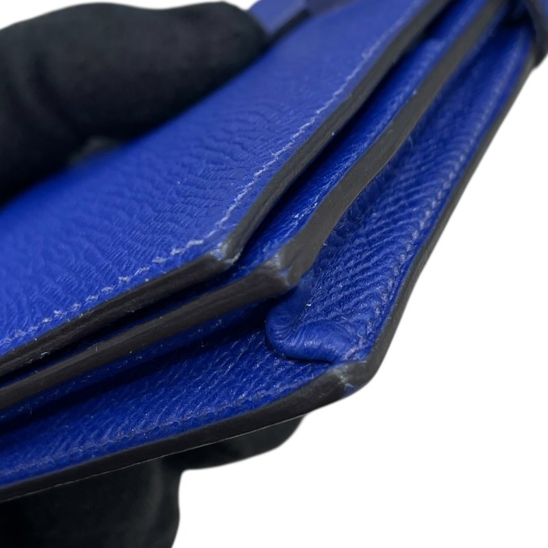 HERMES 愛馬仕 BEARN 長夾 EPSOM 普皮 電光藍 銀扣-7