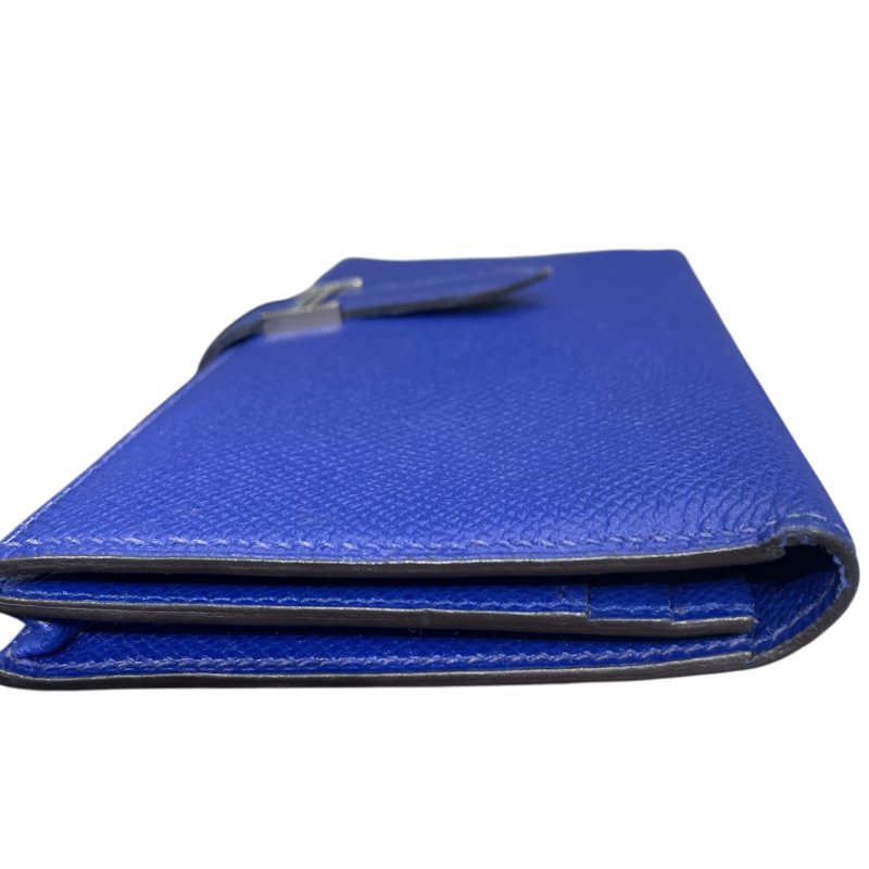 HERMES 愛馬仕 BEARN 長夾 EPSOM 普皮 電光藍 銀扣-10