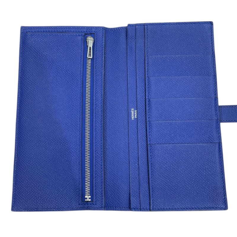 HERMES 愛馬仕 BEARN 長夾 EPSOM 普皮 電光藍 銀扣-11