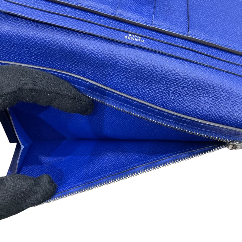 HERMES 愛馬仕 BEARN 長夾 EPSOM 普皮 電光藍 銀扣-13