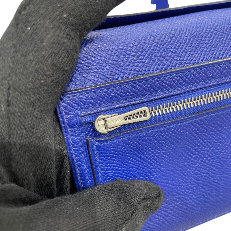 HERMES 愛馬仕 BEARN 長夾 EPSOM 普皮 電光藍 銀扣-14