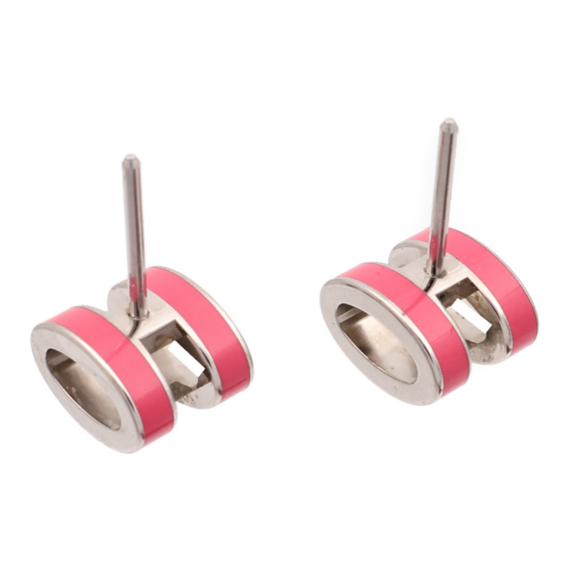 HERMES 金屬Mini Pop H耳環Rose Extreme-4