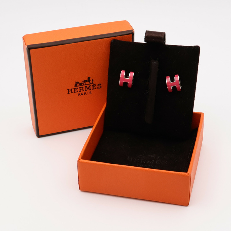 HERMES 金屬Mini Pop H耳環Rose Extreme-8