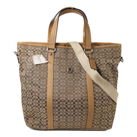 COACH 帆布Shoulder Bag銀扣手挽肩背兩用袋