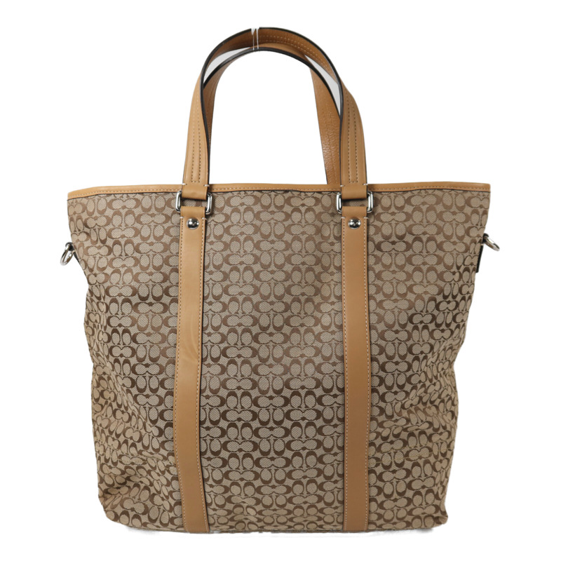 COACH 帆布Shoulder Bag銀扣手挽肩背兩用袋-1