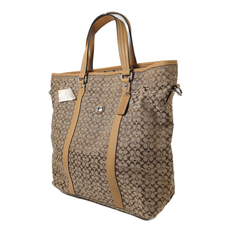 COACH 帆布Shoulder Bag銀扣手挽肩背兩用袋-2