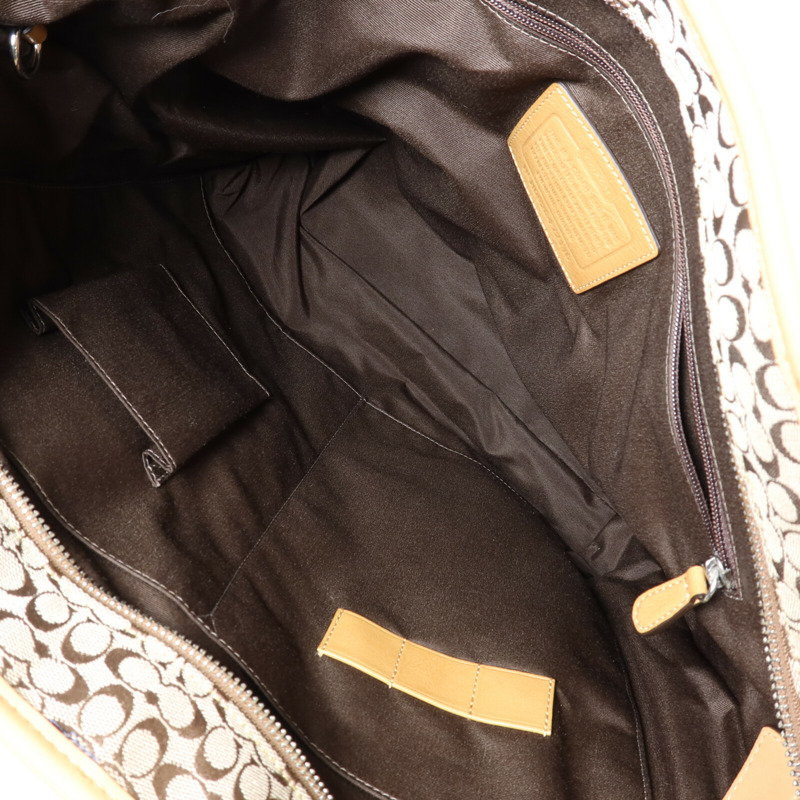 COACH 帆布Shoulder Bag銀扣手挽肩背兩用袋-4