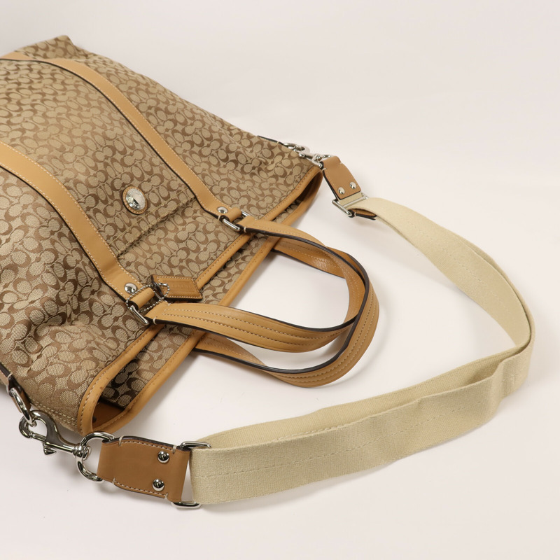 COACH 帆布Shoulder Bag銀扣手挽肩背兩用袋-6