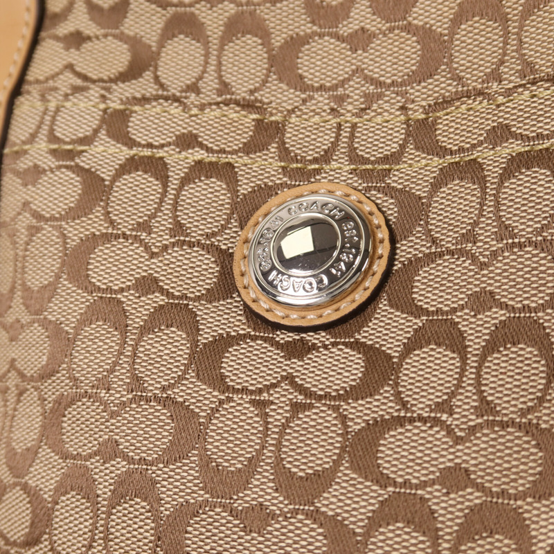 COACH 帆布Shoulder Bag銀扣手挽肩背兩用袋-11