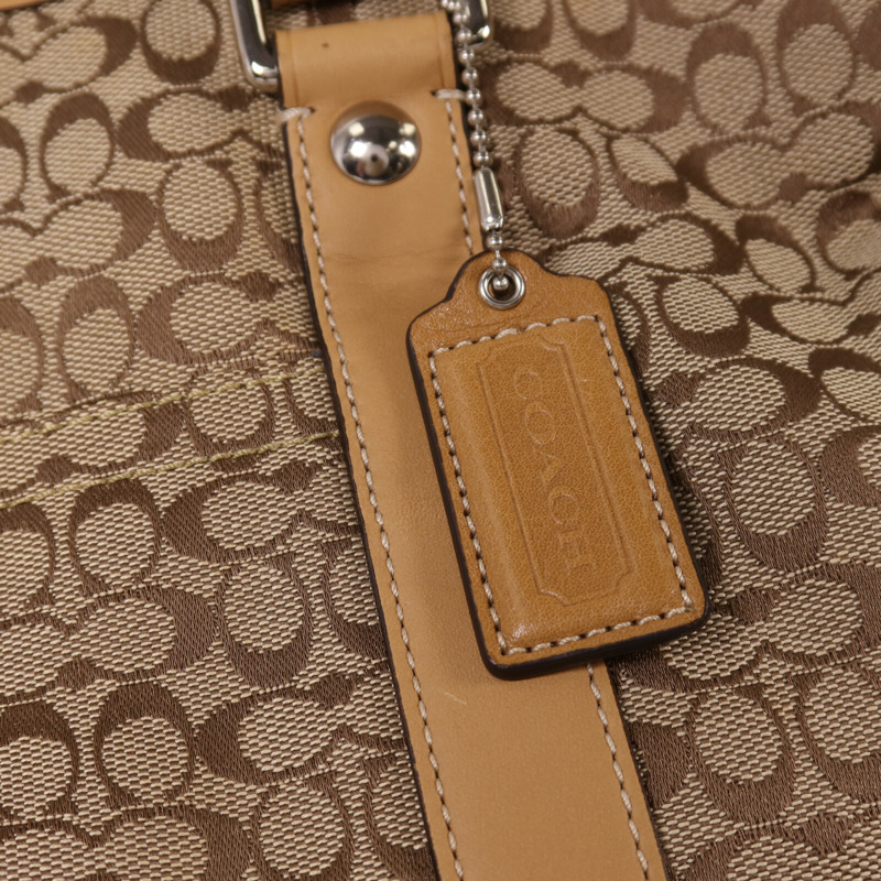 COACH 帆布Shoulder Bag銀扣手挽肩背兩用袋-12