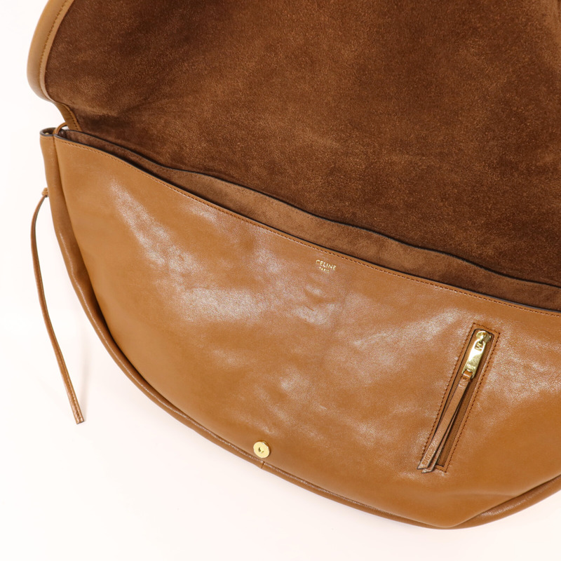 CELINE 牛皮皮革Halfmoon Soft Han金扣手挽肩背兩用袋-5