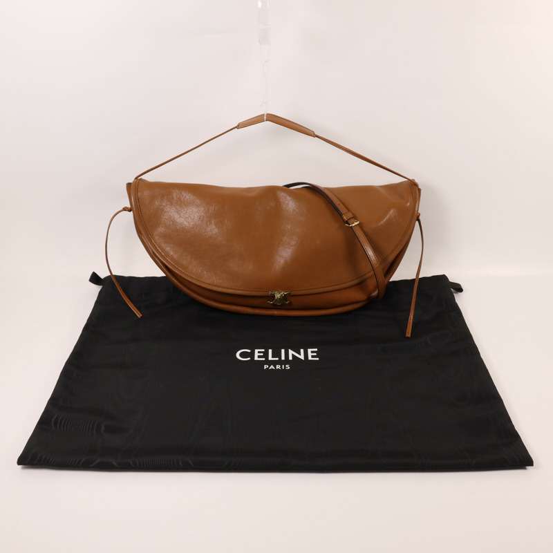 CELINE 牛皮皮革Halfmoon Soft Han金扣手挽肩背兩用袋-10