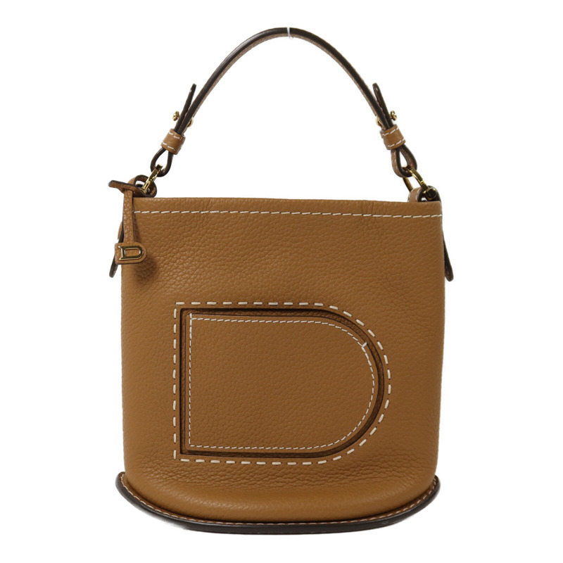 Delvaux 牛皮皮革Pin Mini Bucket金扣手挽袋-0