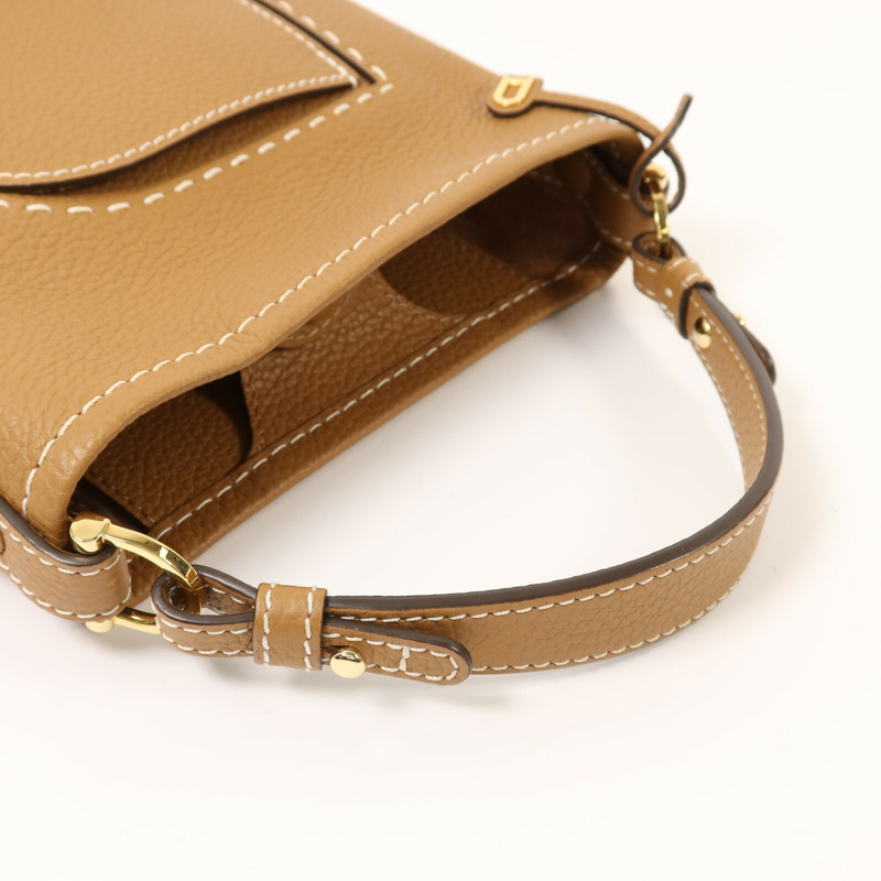 Delvaux 牛皮皮革Pin Mini Bucket金扣手挽袋-7