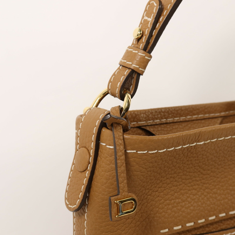 Delvaux 牛皮皮革Pin Mini Bucket金扣手挽袋-9