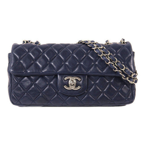 CHANEL 羊皮皮革Chain Shoulder銀扣鏈帶肩背袋