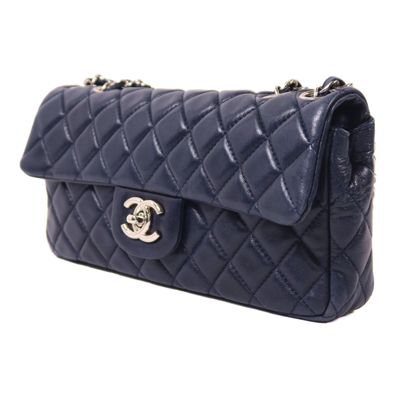 CHANEL 羊皮皮革Chain Shoulder銀扣鏈帶肩背袋-2