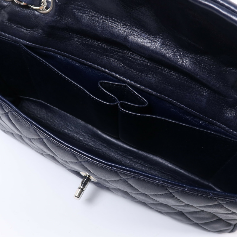 CHANEL 羊皮皮革Chain Shoulder銀扣鏈帶肩背袋-4