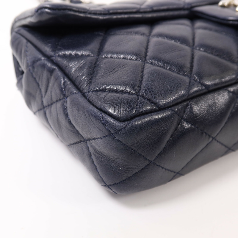 CHANEL 羊皮皮革Chain Shoulder銀扣鏈帶肩背袋-8