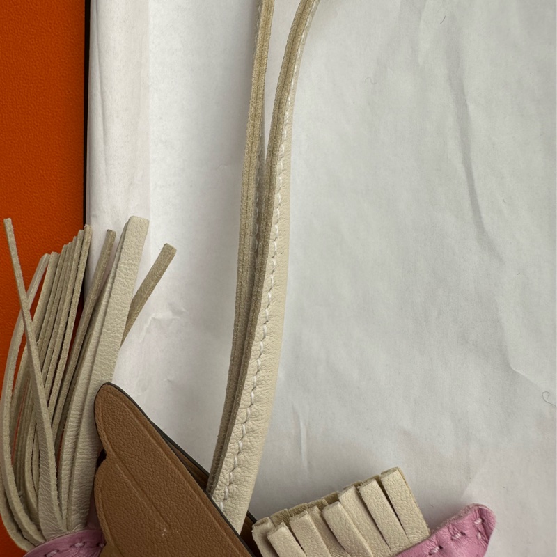 Hermes 粉/咖 小飛馬吊飾-5