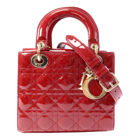 Dior 漆皮皮革Lady Dior Small金扣手挽肩背兩用袋