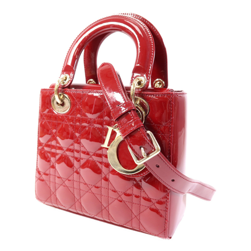 Dior 漆皮皮革Lady Dior Small金扣手挽肩背兩用袋-1