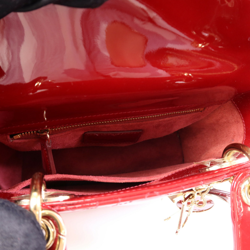 Dior 漆皮皮革Lady Dior Small金扣手挽肩背兩用袋-4