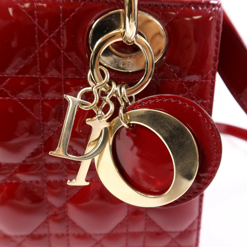 Dior 漆皮皮革Lady Dior Small金扣手挽肩背兩用袋-6