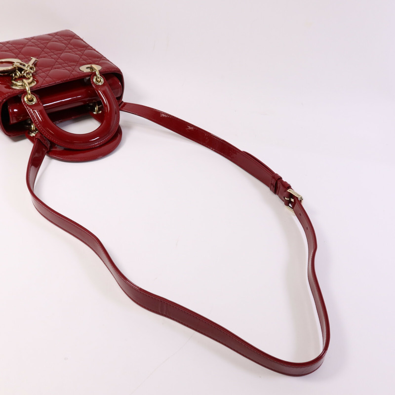 Dior 漆皮皮革Lady Dior Small金扣手挽肩背兩用袋-8