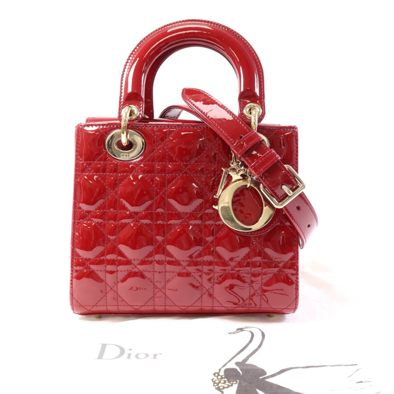 Dior 漆皮皮革Lady Dior Small金扣手挽肩背兩用袋-9