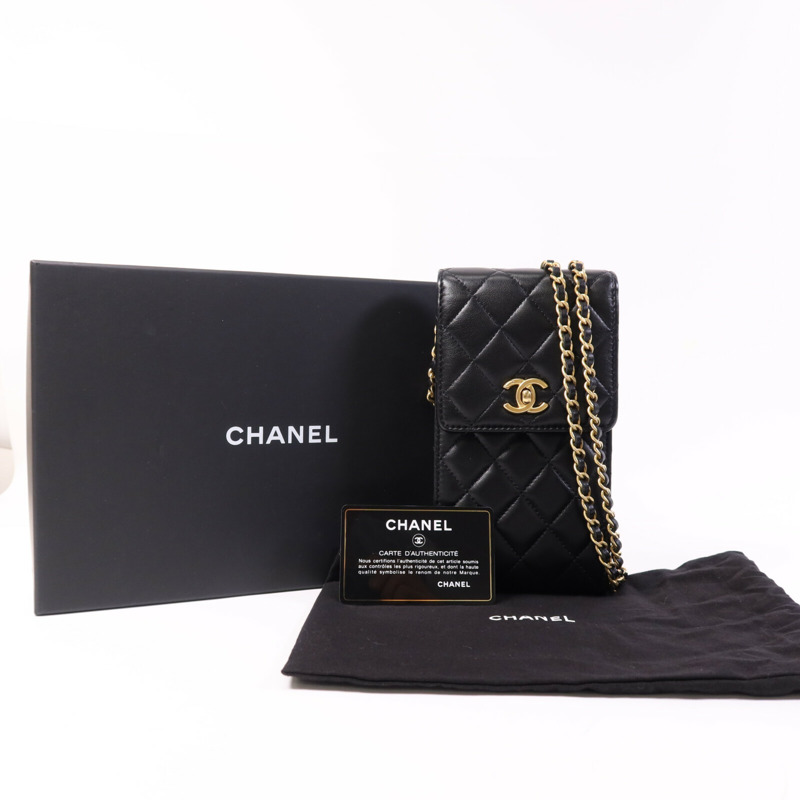 CHANEL 羊皮皮革Chain Shoulder Bag金扣鏈帶肩背袋-9
