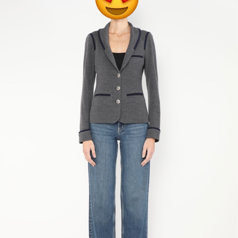 CHANEL 香奈兒 深灰 翻領 西外 西裝外套 休閒外套 外套-3