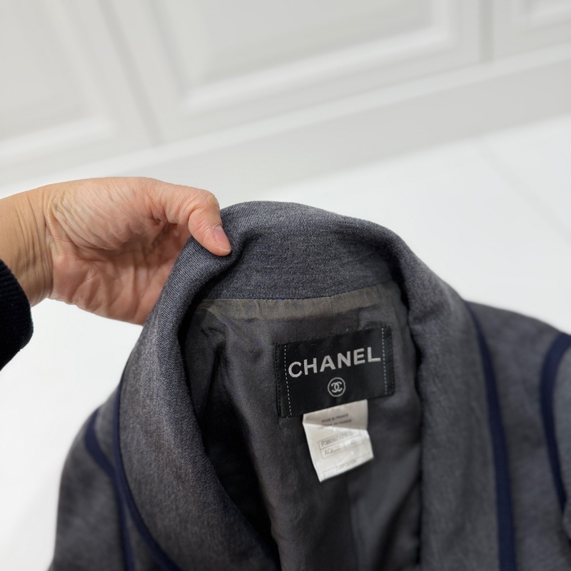 CHANEL 香奈兒 深灰 翻領 西外 西裝外套 休閒外套 外套-15
