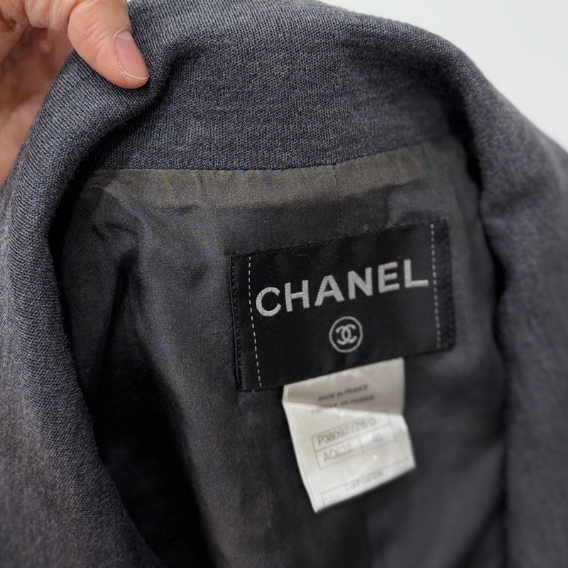 CHANEL 香奈兒 深灰 翻領 西外 西裝外套 休閒外套 外套-23