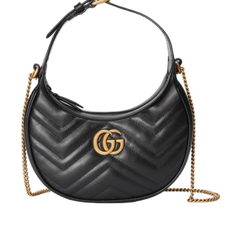 Gucci 女士 GG Marmont半月造型迷你單肩包均碼碼MINI、21.5cm*5cm*11cm