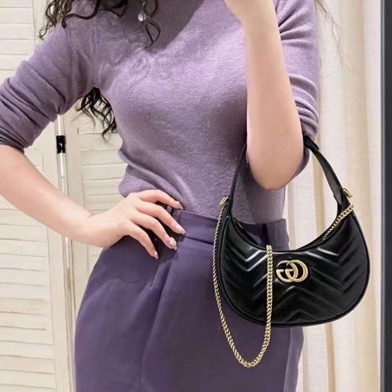 Gucci 女士 GG Marmont半月造型迷你單肩包均碼碼MINI、21.5cm*5cm*11cm-4