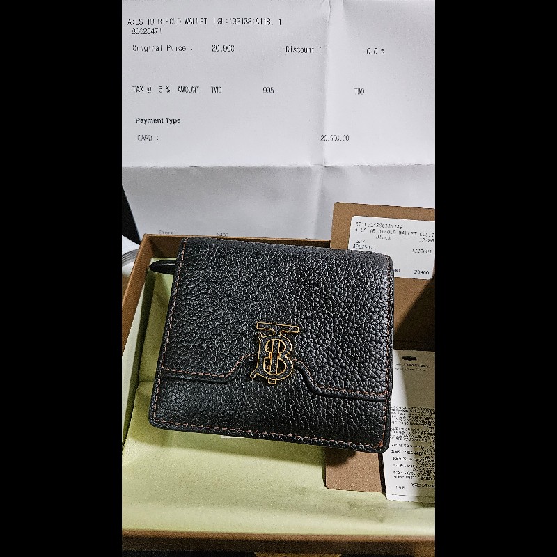 Burberry 兩折短夾 黑色 二手-0