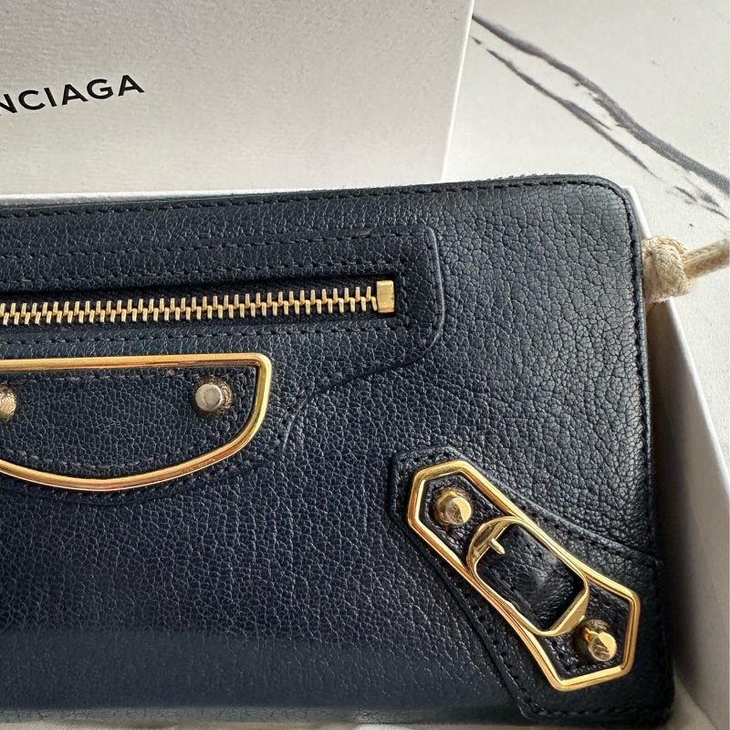 巴黎世家最甜長夾 還是藍色金釦-3