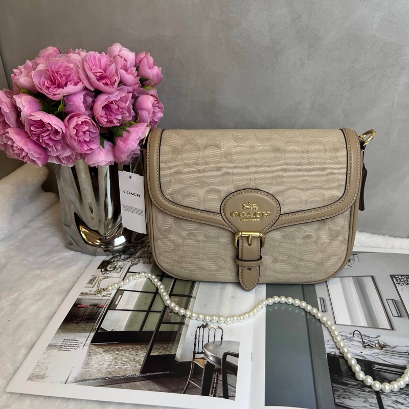 Coach 全新卡其色老花馬鞍包-0