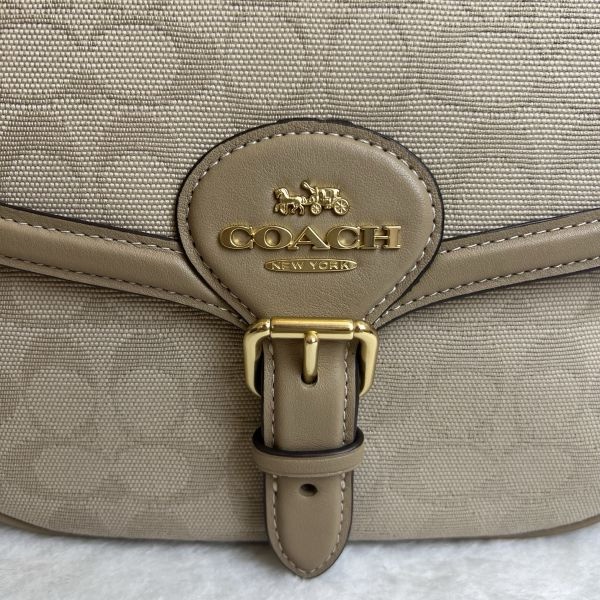 Coach 全新卡其色老花馬鞍包-8