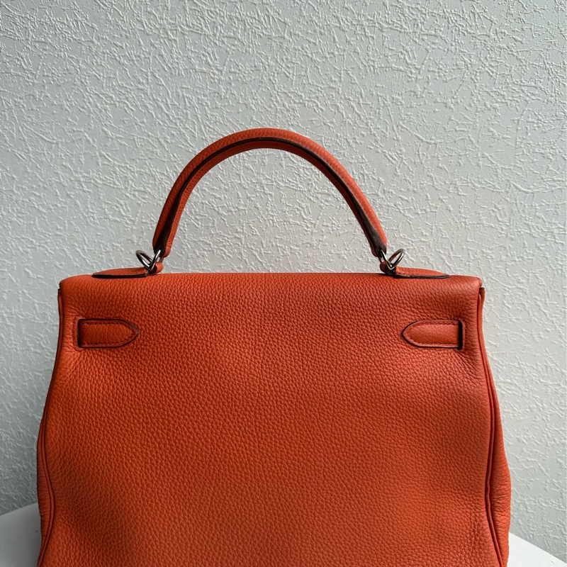愛馬仕南瓜橘內縫銀釦kelly32-1