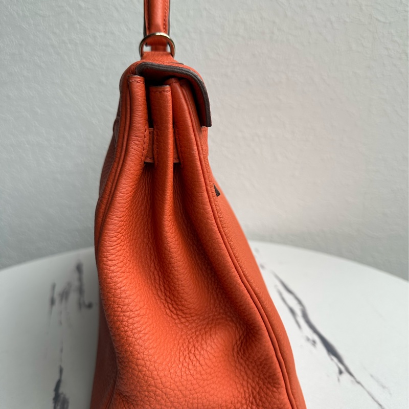 愛馬仕南瓜橘內縫銀釦kelly32-3